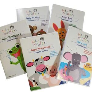 Baby Einstein 5 DVD Lot Baby Noah MacDonald Shakespeare Bach da Vinci Disney